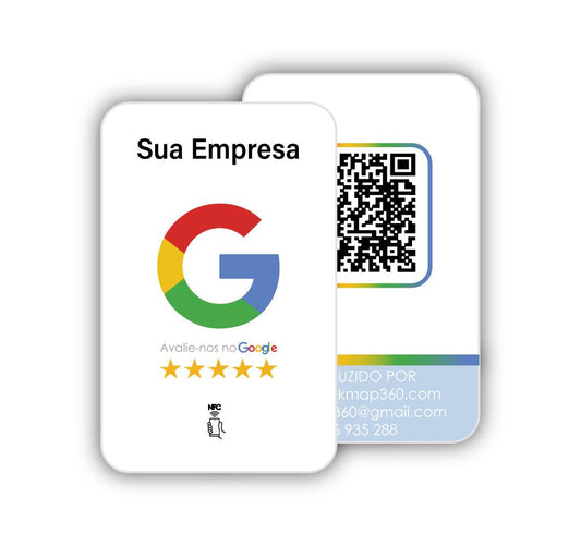 Cartão de avaliação do Google Maps Branco personalizado NFC E QR-code - IVA incluído e envio Grátis